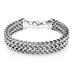 Men Stainless Steel Franco Chain Bracelet Square Fish Scale Link Bracelet Industrial Polished Silver Jewelry Gift