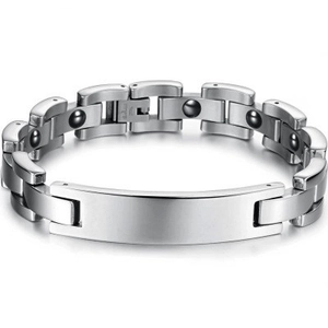 Heren Titanium Staal Magnetische Therapie Armband Roestvrij Staal ID Plaat Geometrische Schakel Gezondheid Sieraden Voor Mannen