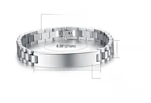 Polished stainless steel men's bracelet with 21cm length and 10mm width measurements