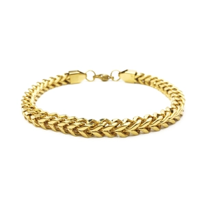 Pulsera de Hombre de Acero de Titanio Franco Wheat Chain Hip Hop Eslabones Metálicos Trenzados Joyería Punk Style