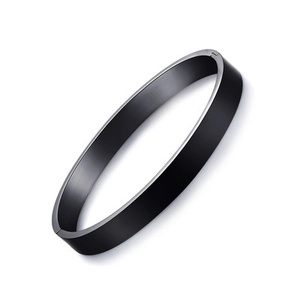 Minimalist black titanium steel couple bracelet with sleek matte finish for daily wear