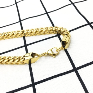 Pulsera de cadena Franco dorada para hombre con diseño de espiga y cierre de mosquetón
