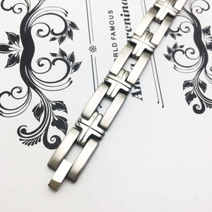Matte finish stainless steel cross link bracelet for men with classic chain design