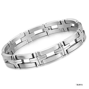Classic Men Titanium Steel Cross Link Bracelet Brushed Stainless Steel Religious Jewelry Gift For Men Boys