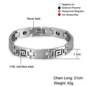 Titanstahl-Armband für Paare mit klassischem Muster und magnetischen Gesundheitselementen