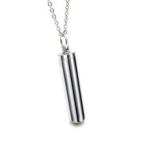 Collier Pendentif Urne Capsule Cylindrique en Acier Titane Minimaliste pour Bijoux Commémoratifs en Acier Inoxydable Poli pour Hommes Femmes