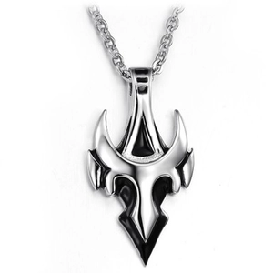 Collier Pendentif Symbole Tribal en Acier Titane Bijoux Style Gothique Punk pour Hommes Femmes Argent Noir Émail Incrusté