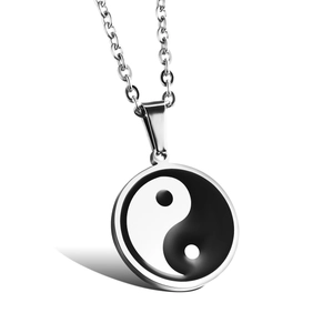 Vintage Stainless Steel Tai Chi Yin Yang Pendant Necklace For Men Classical Ethnic Style Bagua Round Jewelry Gift