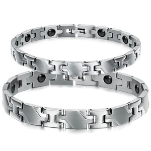 Bracelet en Acier Titane de Thérapie Magnétique pour Hommes Femmes Santé Bracelet en Acier Inoxidable à Maillons H