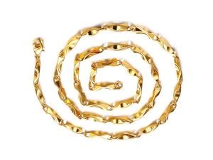 Polished gold plated twist chain necklace for men with secure lobster clasp detail