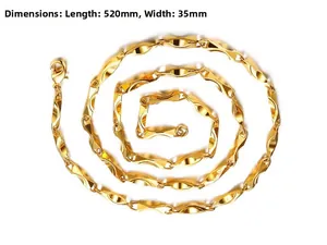 Detailed view of heavy gold-plated chain necklace, 520mm length and 35mm width size