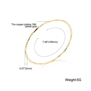 Multi-layered 18K gold plated bangle for women with 190mm circumference and faceted detail