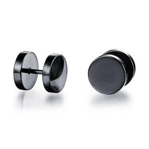 Minimalist Stainless Steel Dumbbell Stud Earrings For Men Women Round Disc Punk Industrial Style Gold Black Silver Ear Jewelry