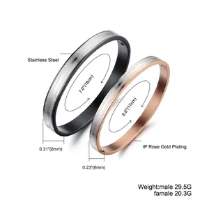 Ensemble de bracelets de couple en acier inoxydable avec motif grec en noir et or rose poli