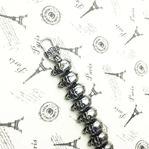 Mens stainless steel skull link bracelet with gothic industrial punk design for bikers