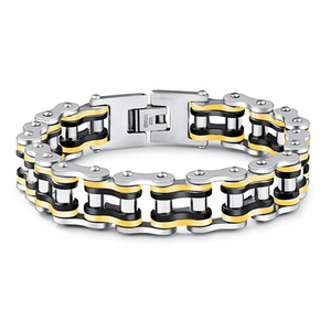 Industrial Men's Stainless Steel Bicycle Chain Bracelet Punk Mechanical Multi-Color Silver Gold Black Metal Link Bracelet