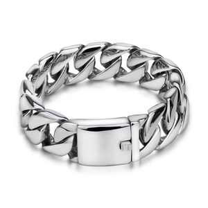 Men Heavy Cuban Link Bracelet Stainless Steel Polished Bold Chain Bracelet Hip Hop Fashion Jewelry For Men Gift