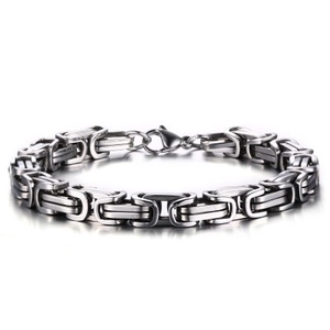 Bracciale a Catena Bizantina da Uomo Gioielli in Acciaio al Titanio Pesante Bracciale a Maglie Grosse per Uomo Punk Rock
