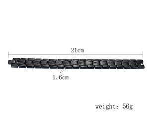Detail of 21cm black titanium steel curb chain bracelet for men with 1.6cm width links