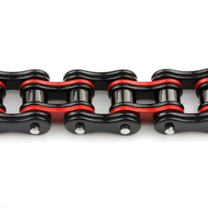 Men's fashion steel bracelet featuring a red and black industrial chain design