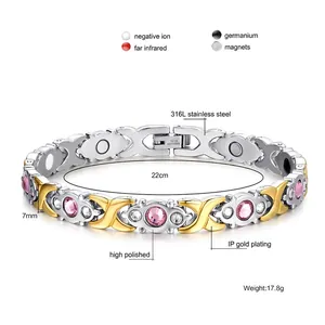 Bracelet santé en acier titane pour femmes avec acier 316L et éléments magnétiques