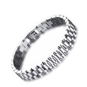 Heren Roestvrij Staal Horlogeband Stijl Armband Gepolijst Geborsteld Tweekleurig Goud Zilver Metalen Schakelarmband