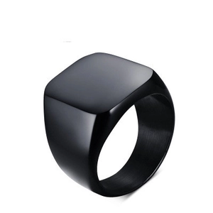 Men's Minimalist Stainless Steel Signet Ring Polished Square Flat Top Band Ring For Men Boys Simple Industrial Style Jewelry Gift
