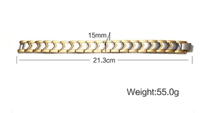 Titanium steel magnetic bracelet for men with dual-tone gold and silver design