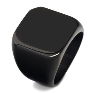 Minimalist Stainless Steel Signet Ring For Men Square Flat Top Polished Retro Geometric Fashion Daily Jewelry Accessory Gift