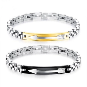 Men Punk Stainless Steel Arrow Head Bracelet Trendy Geometric Link Chain Wristband Gold Black Electroplated Jewelry For Men Gift