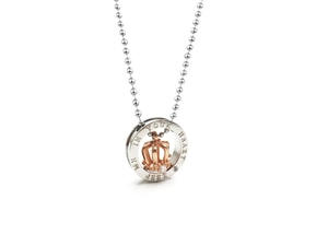 Classic crown pendant necklace with Keep Me In Your Heart engraving and clear crystal