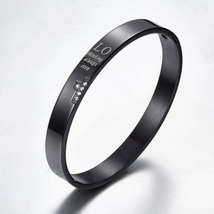 Bracelet pour couple en acier titane brossé noir avec croix sertie de zircons