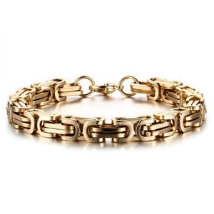 Bracciale Catena Bizantina Uomo Acciaio Inossidabile Maglia Spessa Oro Argento Nero Punk Hip Hop Gioielli Regalo Uomo