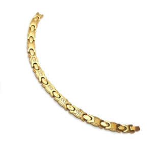 Bracelet magnétique en acier inoxydable doré avec zircons et maillons incurvés