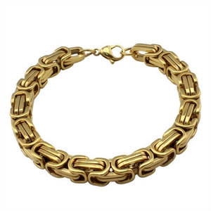 Bracciale bizantino classico da uomo in oro realizzato in acciaio inossidabile lucido