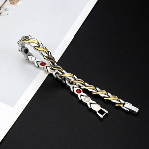 Détail du bracelet de magnétothérapie bicolore avec aimants fonctionnels intégrés