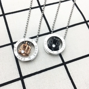 Classic crown couple necklaces in stainless steel with Keep Me In Your Heart engraving