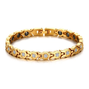 Elegantes Titanstahl Zirkonia Magnetarmband In Gold Für Damen Koreanisches Geometrisches Gliederketten Schmuck Geschenk