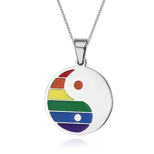 Collier Pendentif Tai Chi Bagua Arc-en-ciel en Acier Titane Style Chinois Poli Pendentif Rond Yin Yang Bijoux de Mode pour Unisexe
