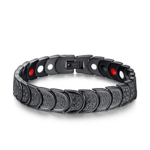 Men's Black Stainless Steel Magnetic Therapy Bracelet Fashion Scale Link Chain Bracelet Health Jewelry Gift For Men
