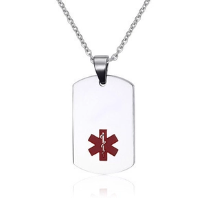 Medical ID Alert Necklace Stainless Steel Star Of Life Emergency Pendant For Men Women Polished Functional Jewelry Gift