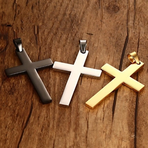 Collier Pendentif Croix en Acier Titane Personnalisé pour Homme Bijoux Religieux Polis Style Punk Hip Hop Cadeau Collier Homme