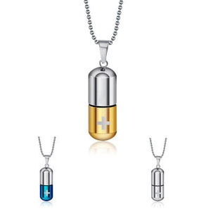 Collier Pendentif Gélule Croix Médicale Acier Titane Chaîne à Billes Couples Hommes Femmes Mode Minimaliste Bijoux Cadeau