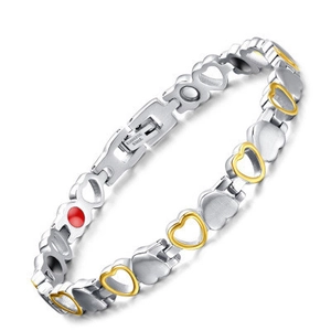 Stainless Steel Heart Magnetic Therapy Bracelet For Women Two-tone Gold Silver Health Care Link Bracelet Fashion Jewelry Gift