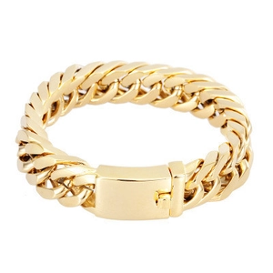 Men's 18K Gold Vacuum Plated Titanium Steel Cuban Link Bracelet Heavy Thick Hip Hop Street Jewelry Fashion Hand Chain