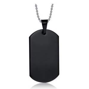 Matte Black Titanium Steel Dog Tag Pendant Necklace For Men Minimalist Military Style Stainless Steel Ball Chain Jewelry