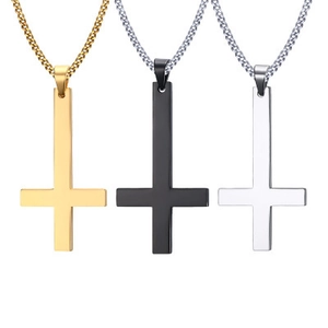 Collier Pendentif Croix Renversée en Acier Inoxydable pour Unisexe Croix de Saint-Pierre Gothique Minimaliste Bijoux