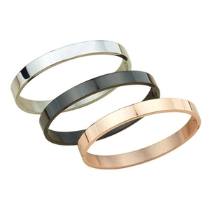 Minimalist Titanium Steel Bangle For Men Women Oval Hinged Bangle Bracelet Polished Couple Jewelry Black Rose Gold Finish