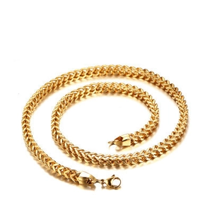 Collier Chaîne de Blé Franco en Acier Inoxydable pour Hommes Femmes Couleur Or Argent Bijoux Chaîne à Maillons Tissés