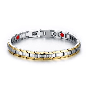 Herren Magnetisches Gesundheitsarmband Bicolor Edelstahl Therapie Gliederkette Mit Magnetsteinen Gold Silber Armband